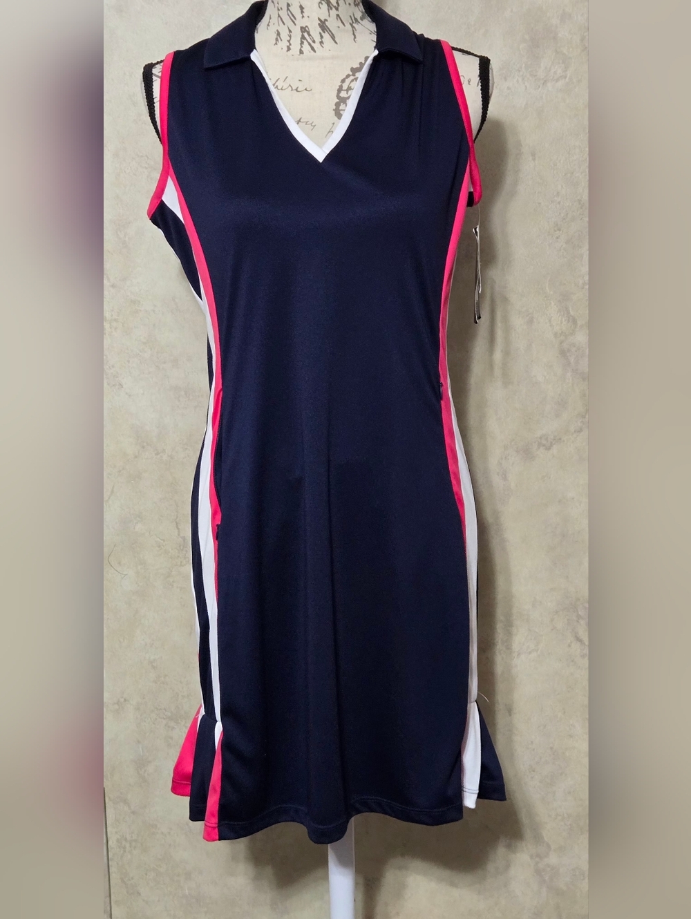 NWT PGA Tour Golf Ladies Colorblock Sleeveless Dress Peacoat M